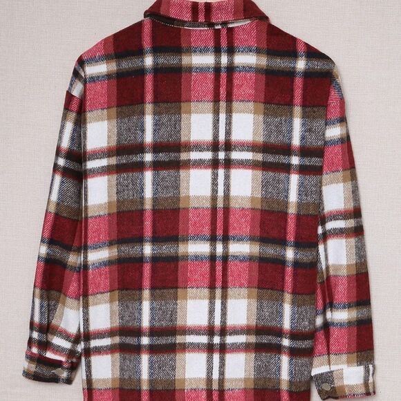 Flannel Shirt Shacked Drop Sleeve Front pockets - Picture 8 of 8